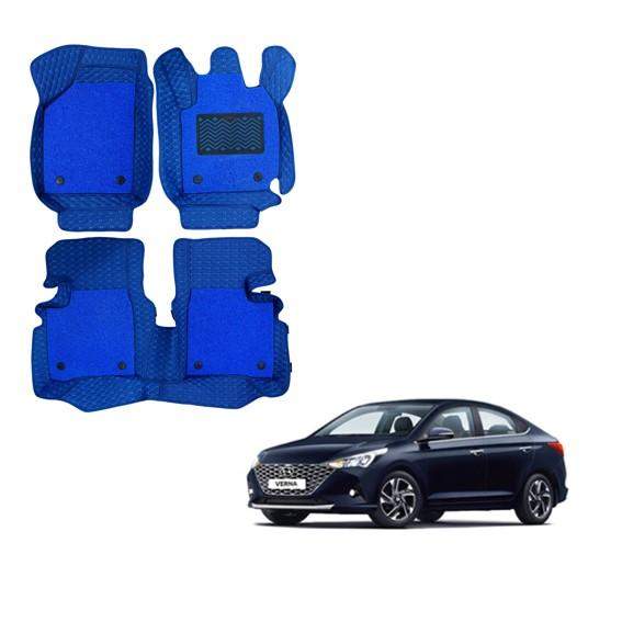 Hyundai Verna (2020) Premium 7D Foot Mats - Blue Colour