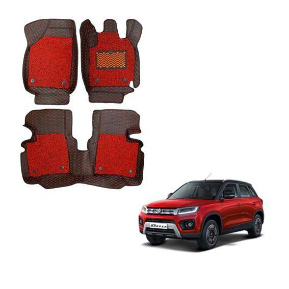 Maruti Suzuki Vitara Brezza 2020 Waterproof 7D Mats Black Red