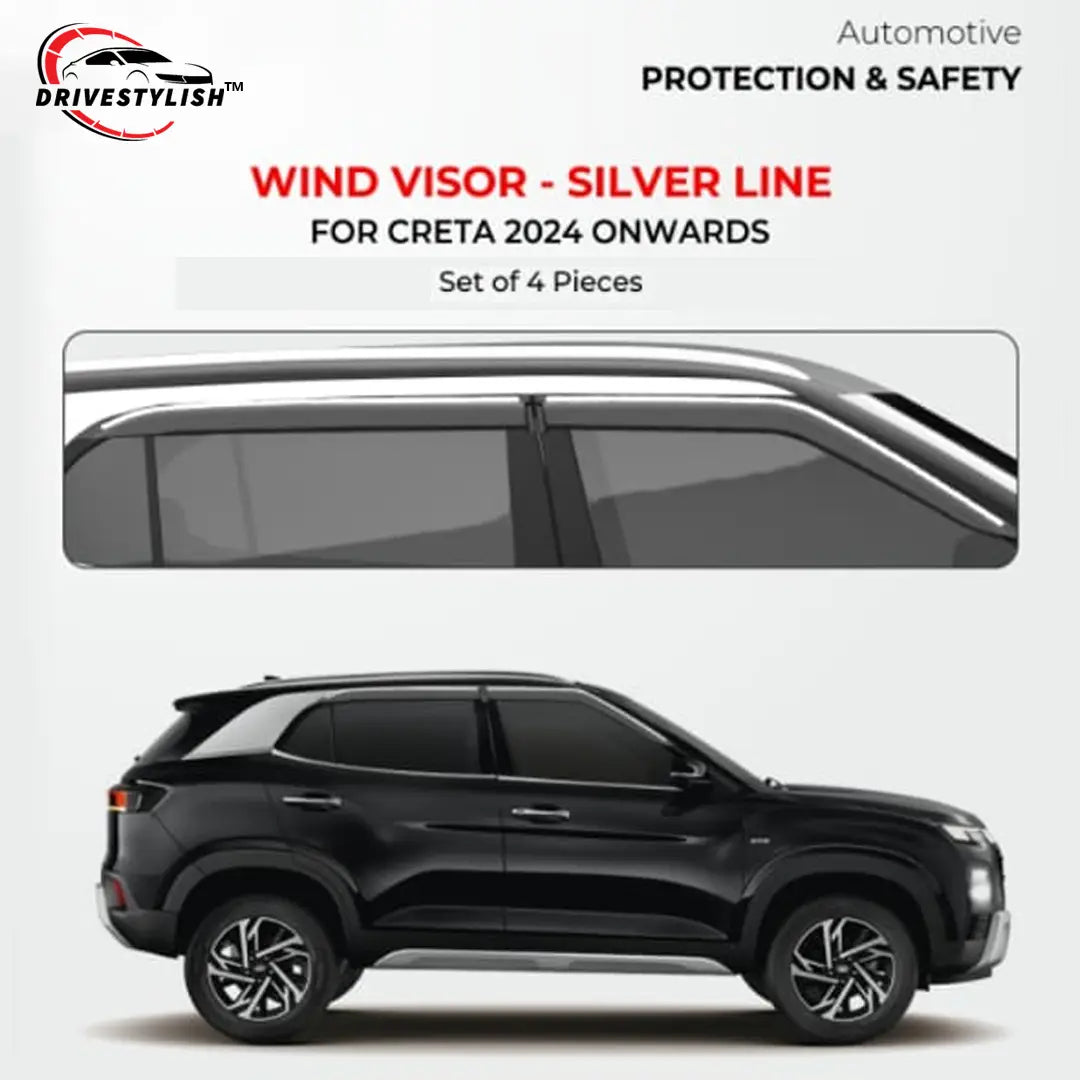 Hyundai Creta (2024) Door Visor – Silver Line