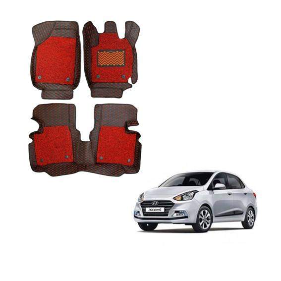 Hyundai Xcent Illustrious 7D Mats - Black/Red Colour