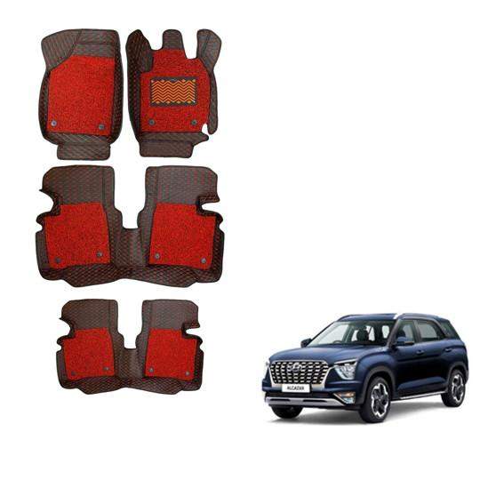 Hyundai Alcazar Premium 7D Mats - Red Colour