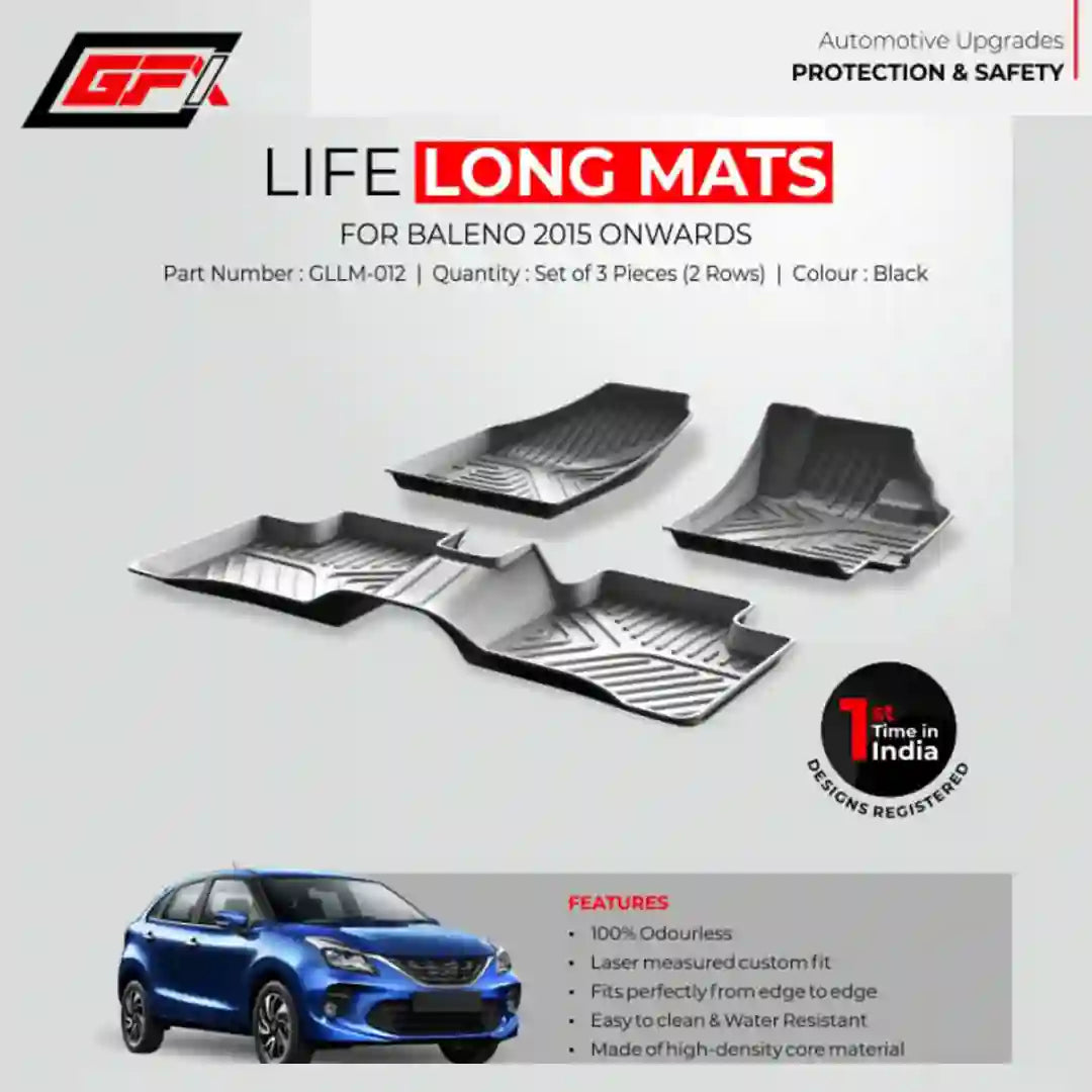GFX Baleno 2015 Onwards Lifelong Floor Mats || Set Of 3 Pieces