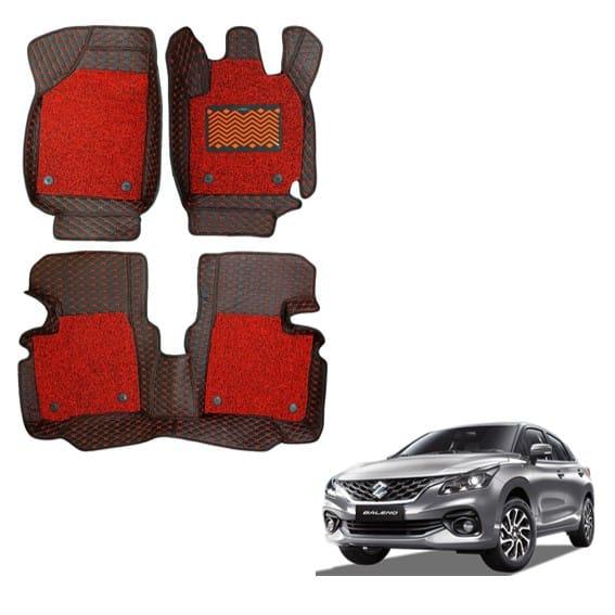 Maruti Suzuki New Baleno Luxurious 7D Mat Carpet - Black/Red Colour