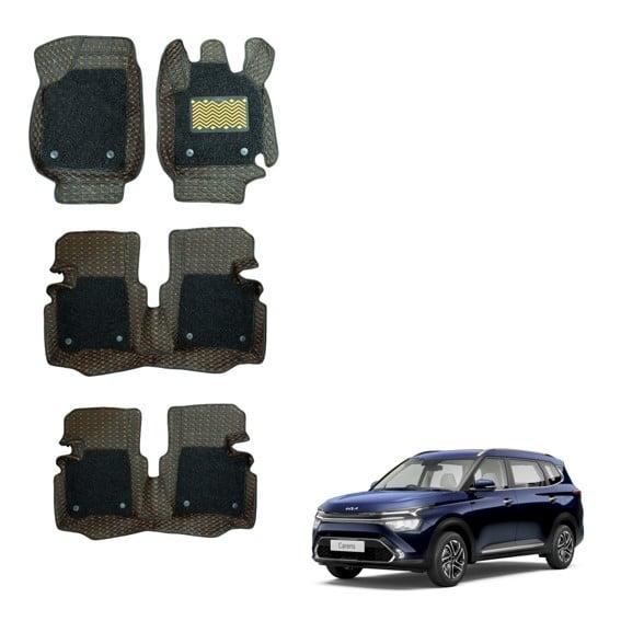 Kia Carens Luxury Floor Mats - Black/Tan Colour