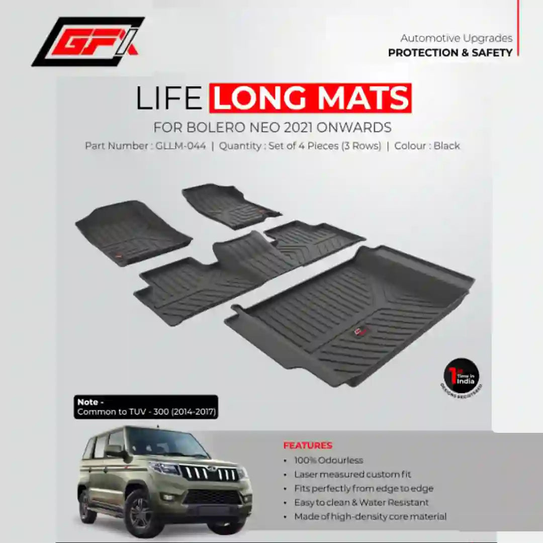 GFX Bolero 2021 Onwards Lifelong Floor Mats With 3 Pieces