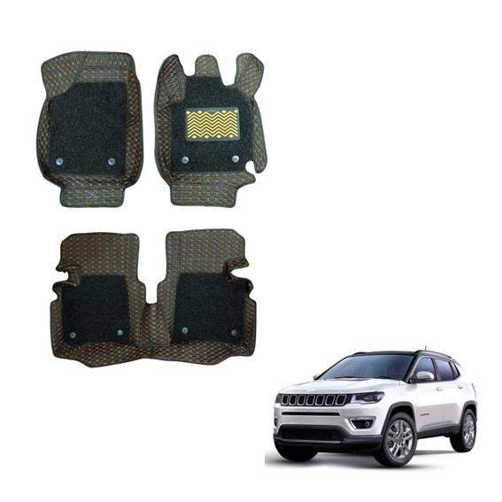 Jeep Compass Spacious 7D Mats - Black/Tan Colour
