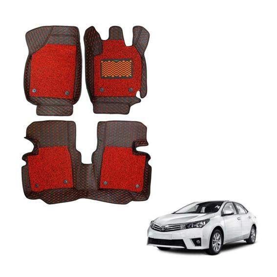 Toyota Corolla Altis Premium Floor Mats - Black/Red Colour