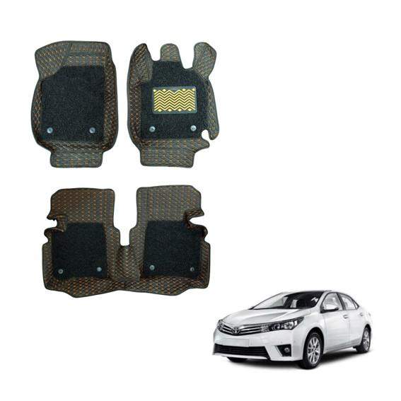 Toyota Corolla Altis Superior 7D Foot Mattress - Silver/Tan Colour
