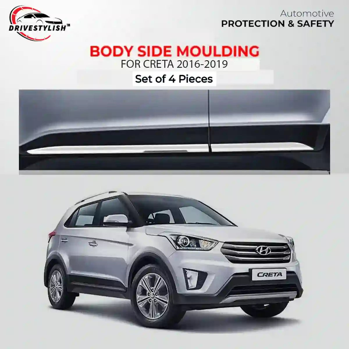 Car Side Beading Fot Creta 2016-2020 Set Of 4