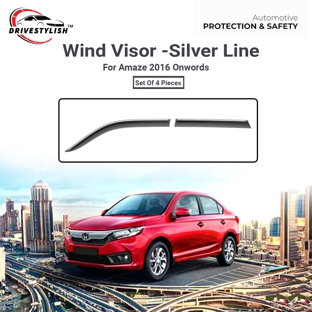 Honda Amaze (2016) Door Visor – Silver Line