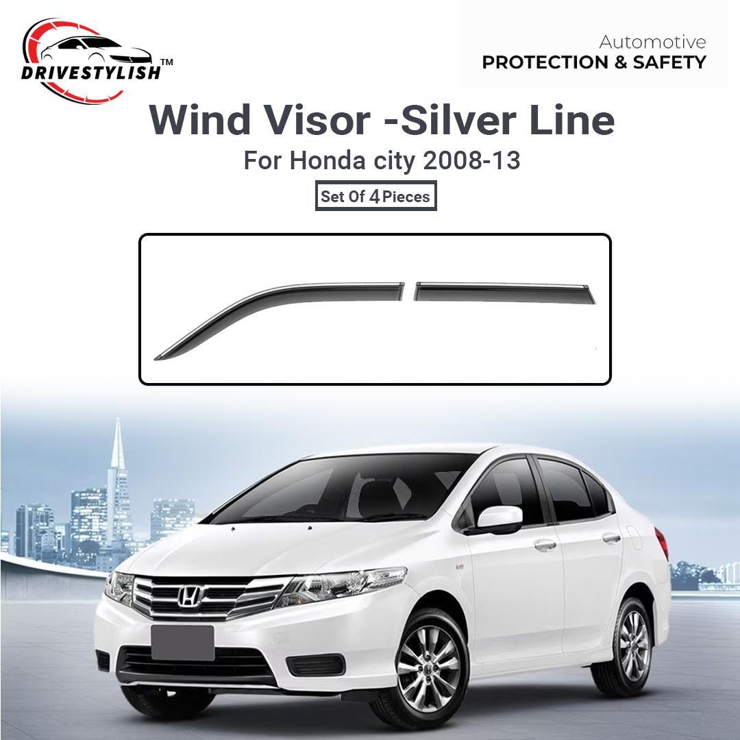 Honda City (2008 to 2013) Wind Visor – Silver Line