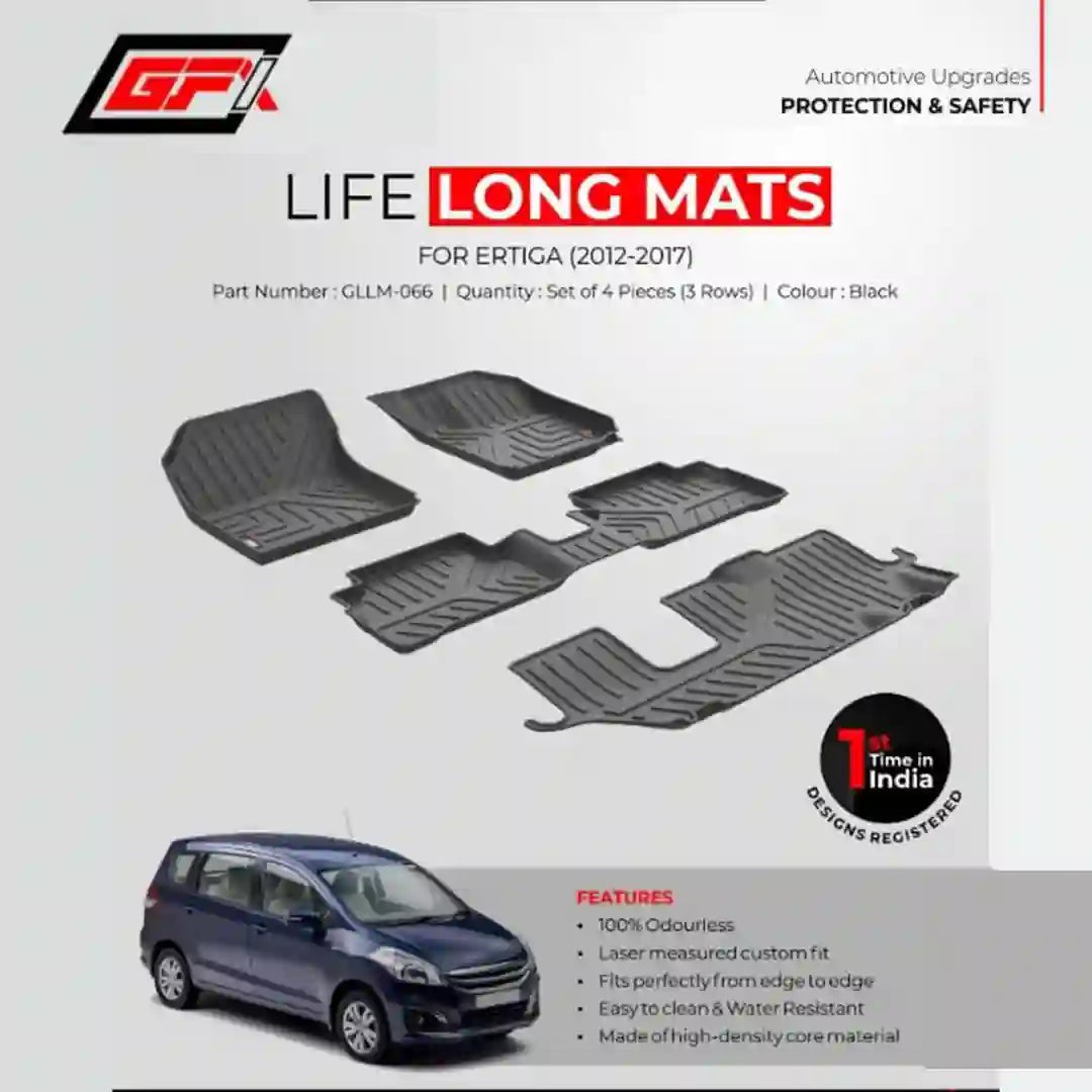 ertiga-2012-17GFX Ertiga 2012-2017 Onwards Lifelong Floor Mats With Set Of 4 Pieces