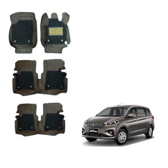 Maruti Suzuki Ertiga (2018) Waterproof 7D Foot Mattress - Black/Tan Colour