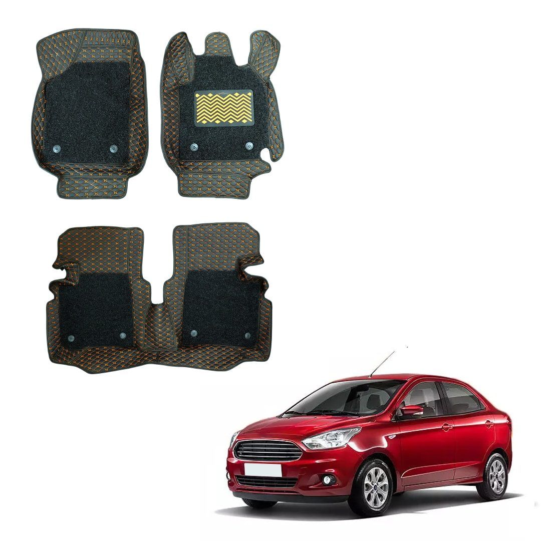 Ford Figo Aspire Spacious 7D Mat Carpet - Black/Tan Colour