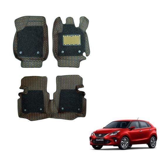 Toyota Glanza Luxurious 7D Mat Carpet - Black/Tan Colour