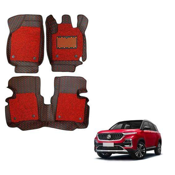 MG Hector Luxurious Floor Mats - Black/Red Colour