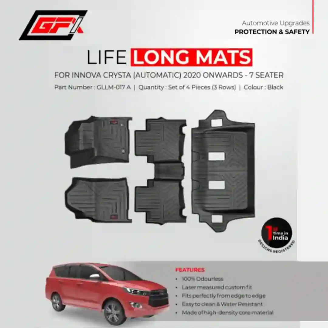GFX Lifelong Floor Mats For Innova Crysta 2020 Onwards
