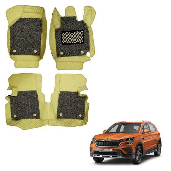Skoda Kushaq Illustrious 7D Mat Carpet - Beige Colour