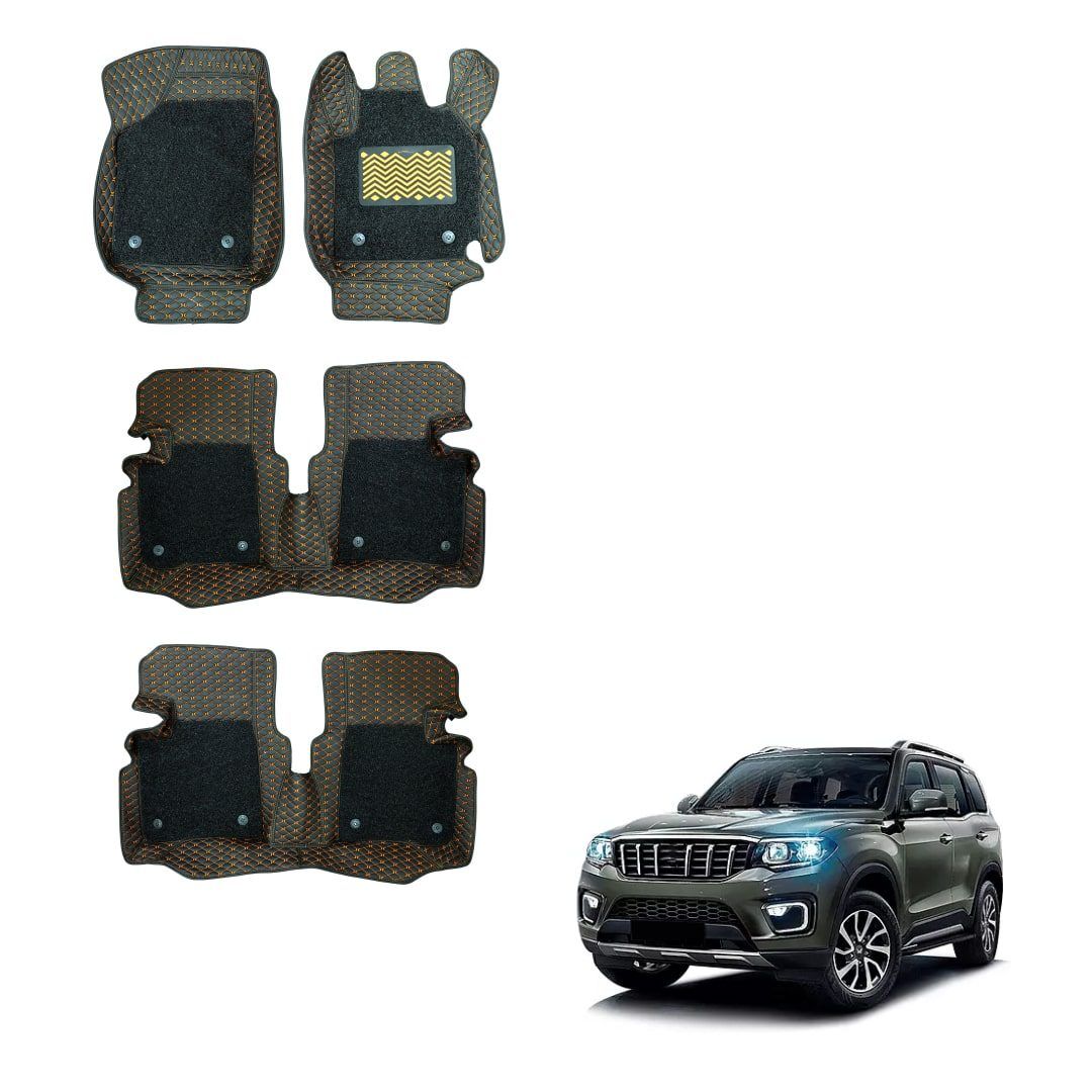 Mahindra Scorpio-N Spacious Floor Mats - Black/Tan Colour