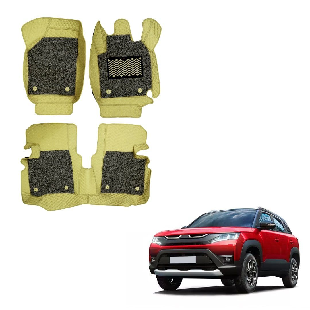 Maruti Suzuki Brezza (2022) Luxurious 7D Foot Mats - Beige Colour