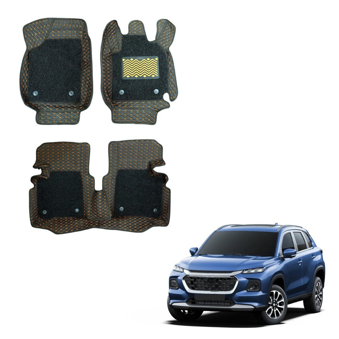 Maruti Suzuki Grand Vitara (2022) Spacious 7D Foot Mats - Black/Tan