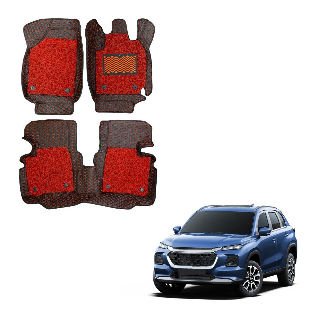 Maruti Suzuki Grand Vitara (2022) Deluxe 7D Mat Carpet - Black/Red Colour