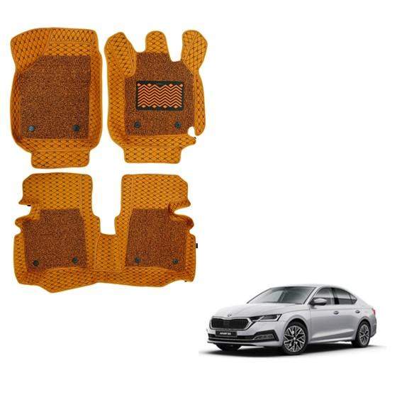 Skoda New Octavia Luxurious 7D Foot Mats - Tan Colour