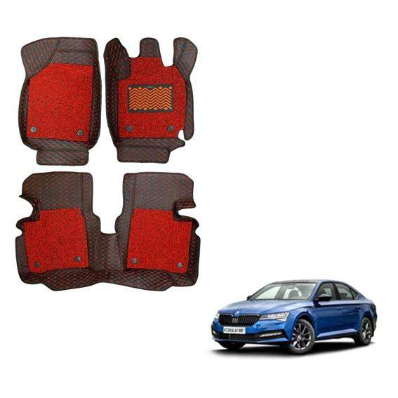 Deluxe 7D Mats for Skoda New Superb - Black/Red Colour