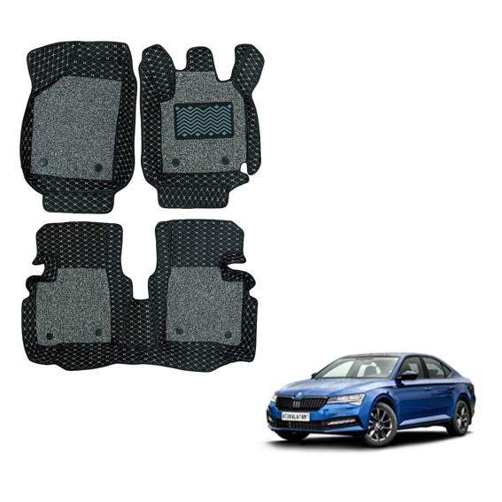 Luxury Floor Mats for Skoda New Superb - Black/Grey Colour