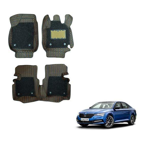 Skoda New Superb Premium 7D Mat Carpet - Silver/Tan Colour