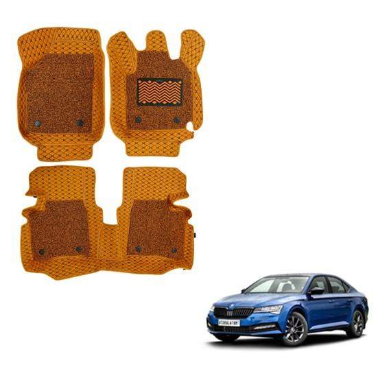 Skoda New Superb Luxurious 7D Mats - Tan Colour