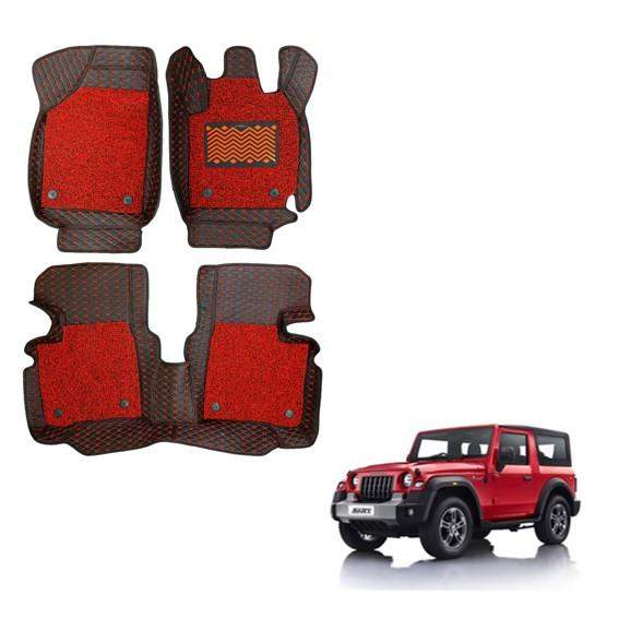 Mahindra New Thar Attractive 7D Boot Mat - Black/Red Colour