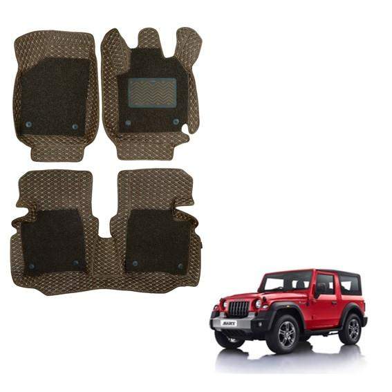 Mahindra New Thar Luxury 7D Foot Mats - Brown Colour