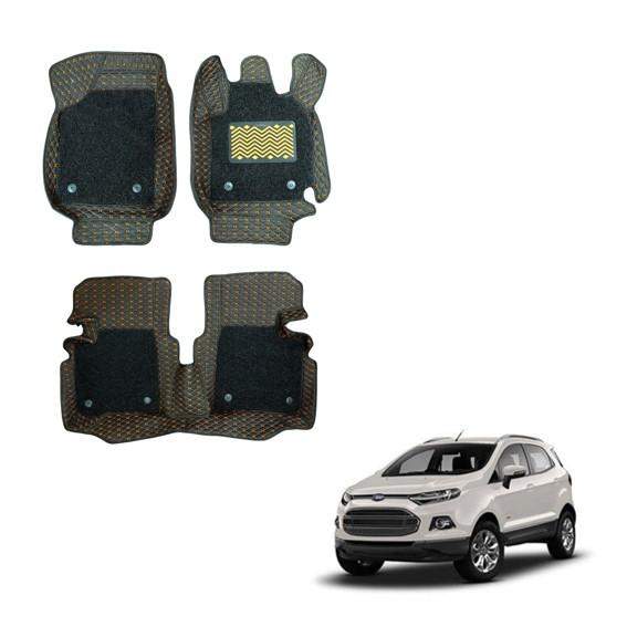 Ford EcoSport Lavish 7D Foot Mats - Black/Tan Colour