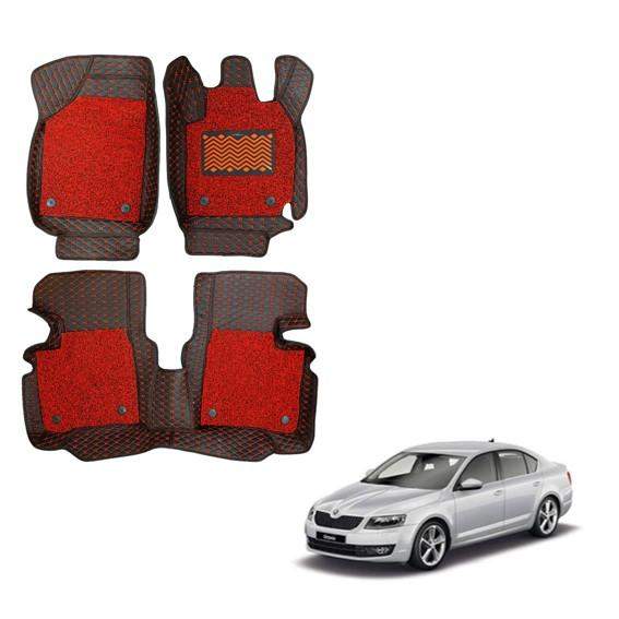 Superior 7D Mats for Skoda Octavia - Black/Red Colour