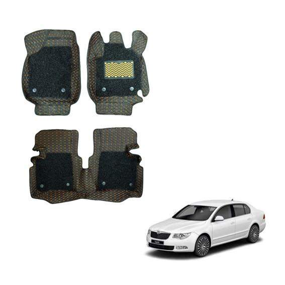 Skoda Superb Spacious 7D Mats - Silver/Tan Colour