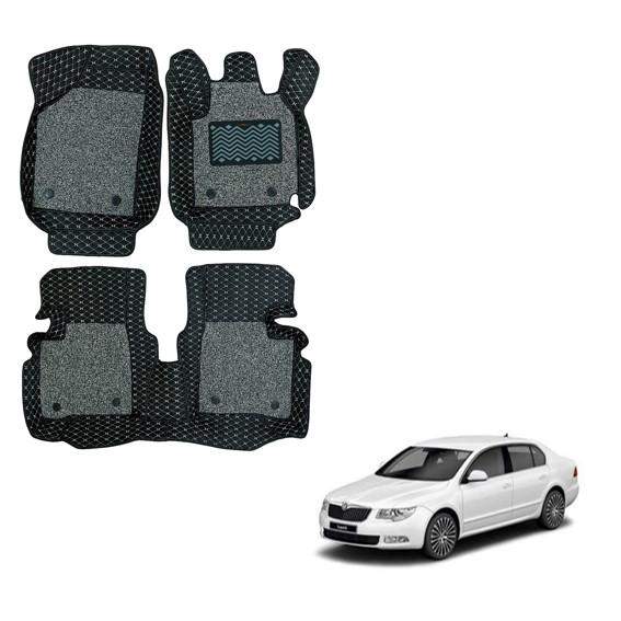 Deluxe Foot Mats for Skoda Superb - Black/Grey Colour