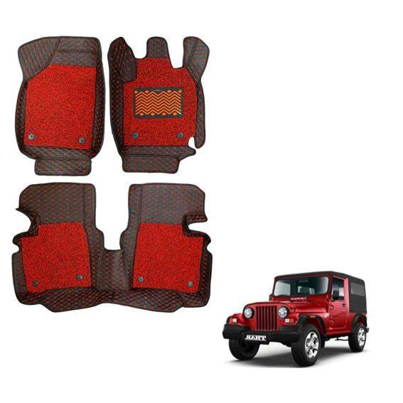 Mahindra Thar Deluxe 7D Boot Mat - Black/Red Colour
