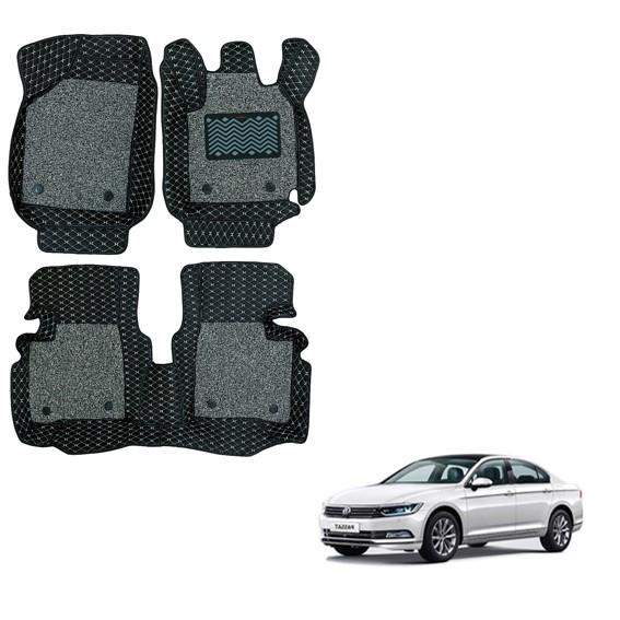 Deluxe Foot Mats for Volkswagen Passat - Black/Grey Colour