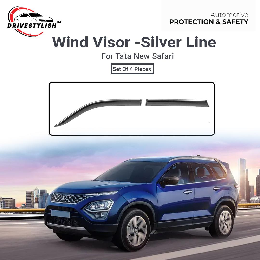 Tata New Safari Wind Visor with Silver Line
