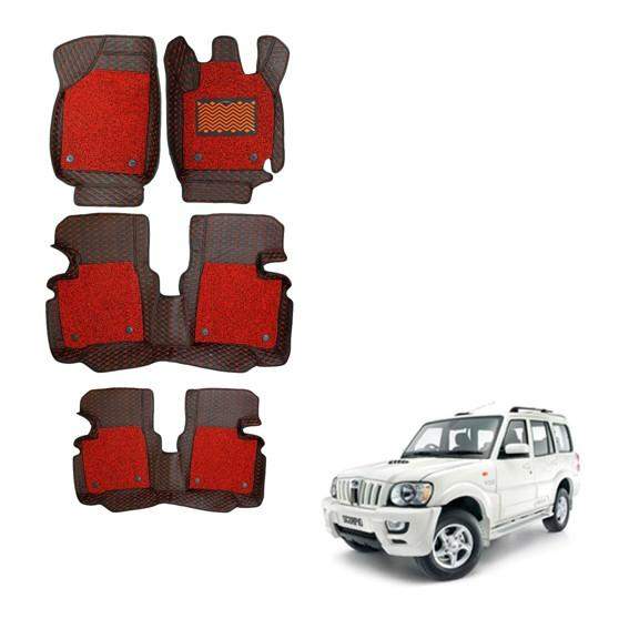 Mahindra Scorpio m-HAWK Premium Floor Mats - Black/Red Colour