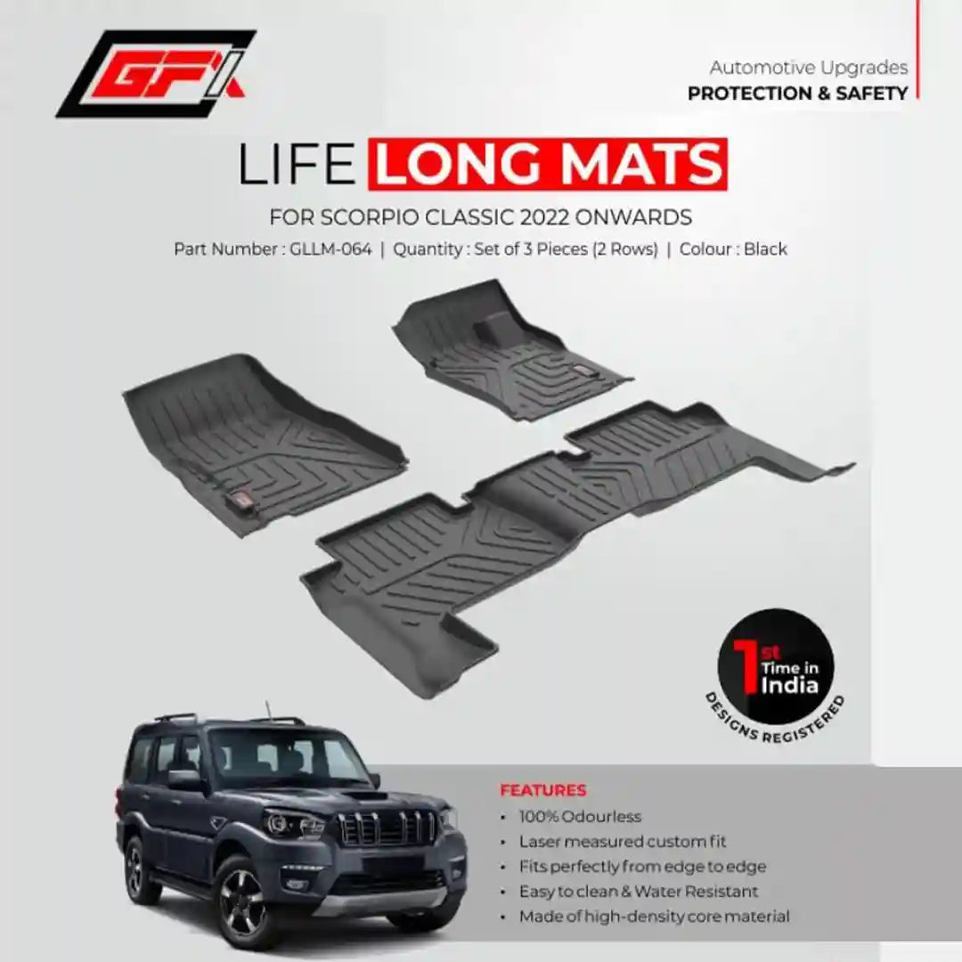 GFX Lifelong Floor Mats For Innova Scorpio Classic 2022 Onwards