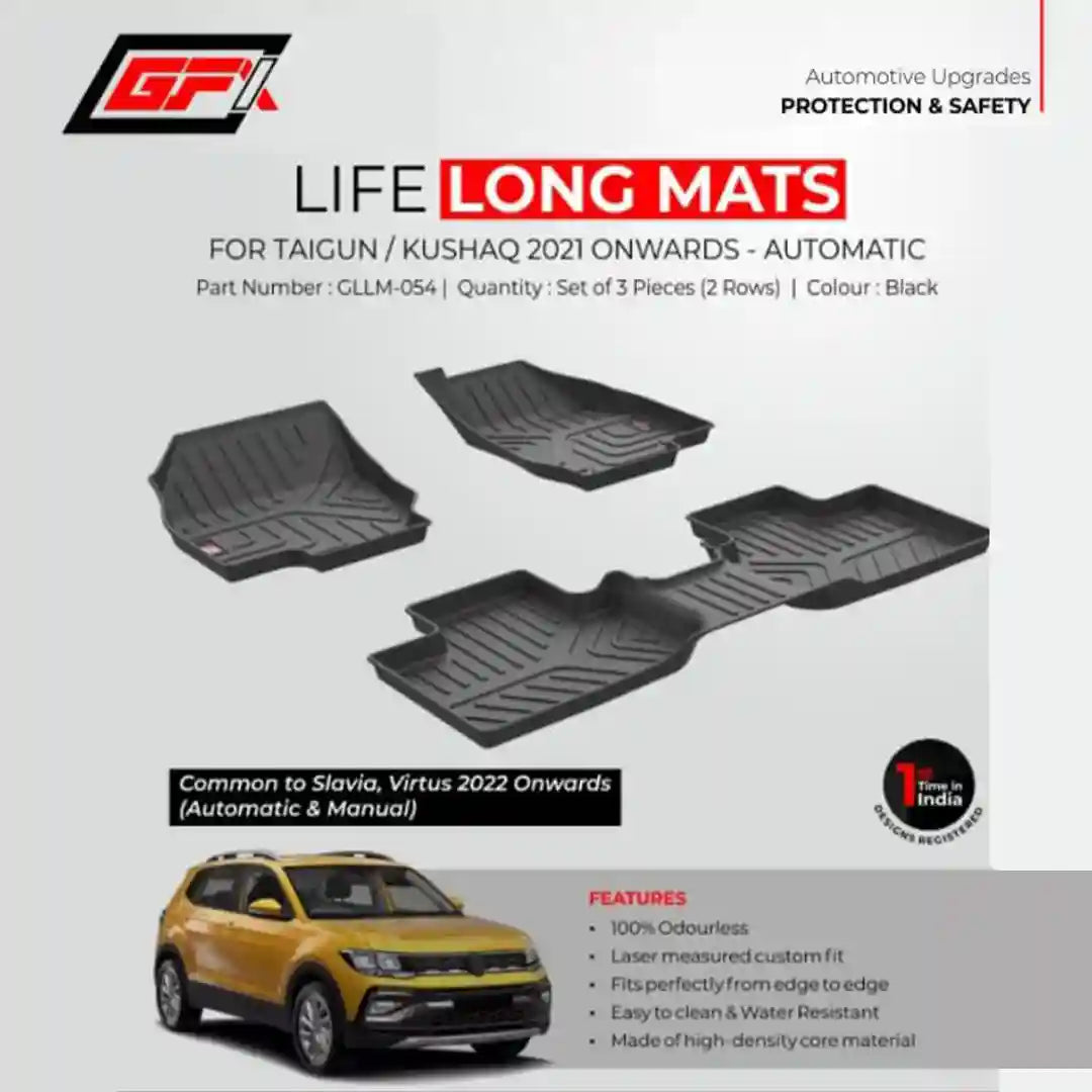 GFX Lifelong floor mats for Kushaq 2021 Onwards Set Of 3