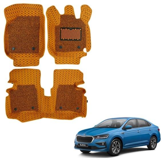 Skoda Slavia Luxury 7D Mat Carpet - Tan Colour