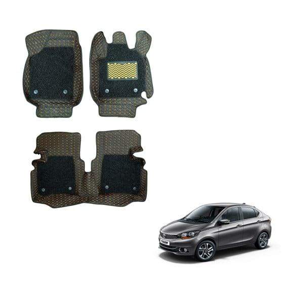 Tata Tigor Lavish 7D Foot Mats - Black/Tan Colour