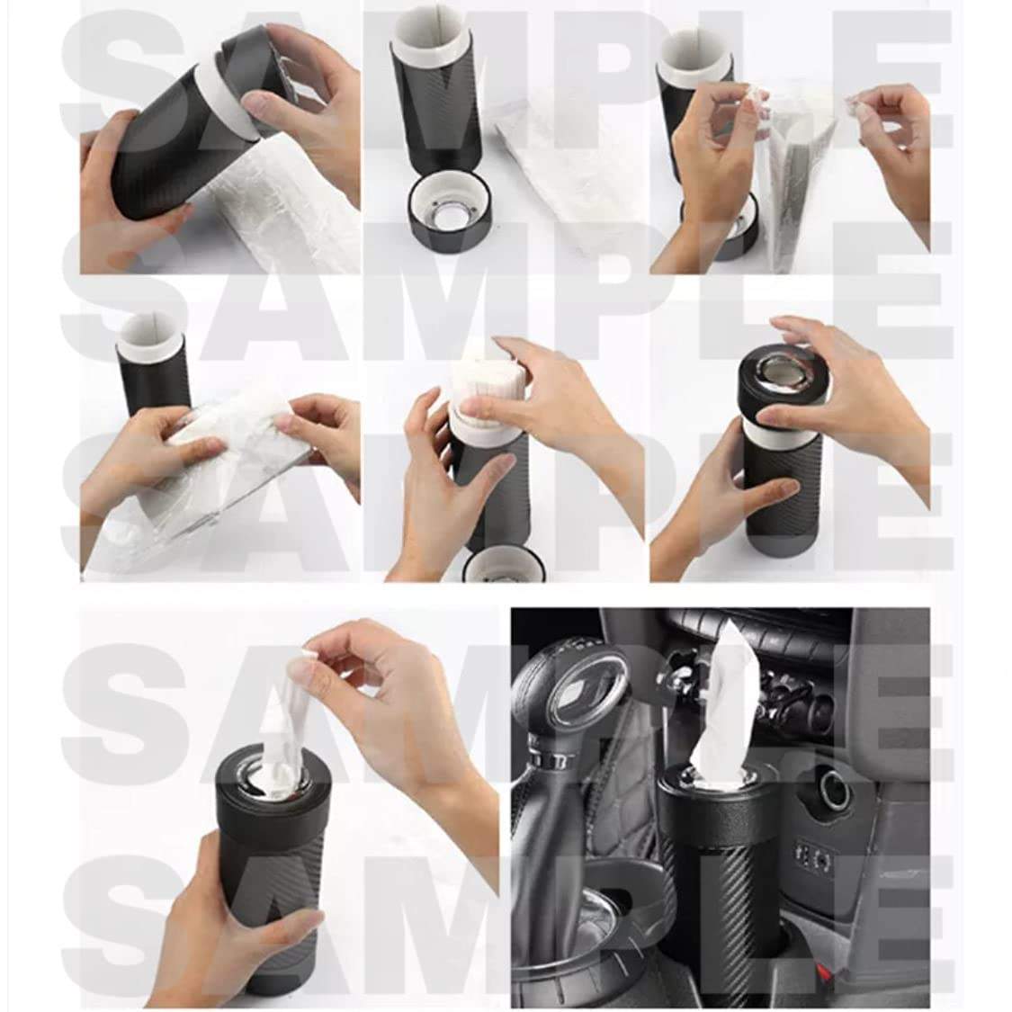 Leatherette Car Tissue Box For Cup Holder