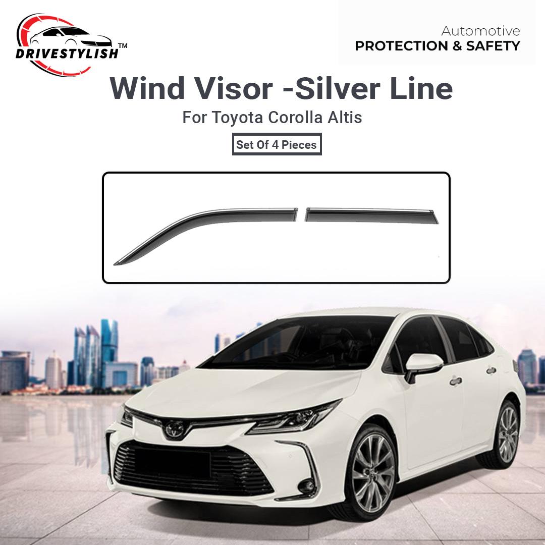 Toyota Corolla Altis Wind Visor – Silver Line