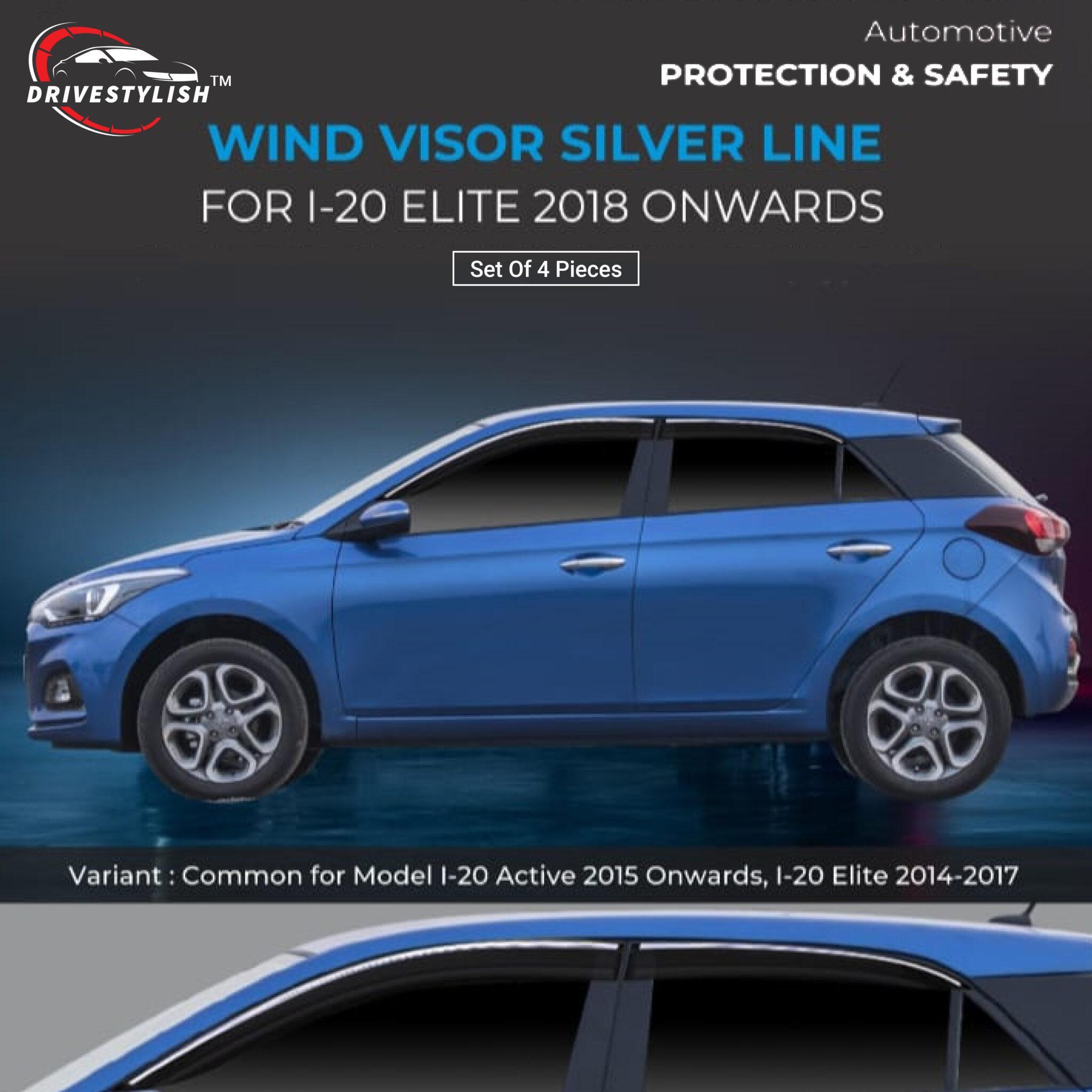 Hyundai Elite i-20 (2018 to 2019) Wind Visor – Chrome Insert