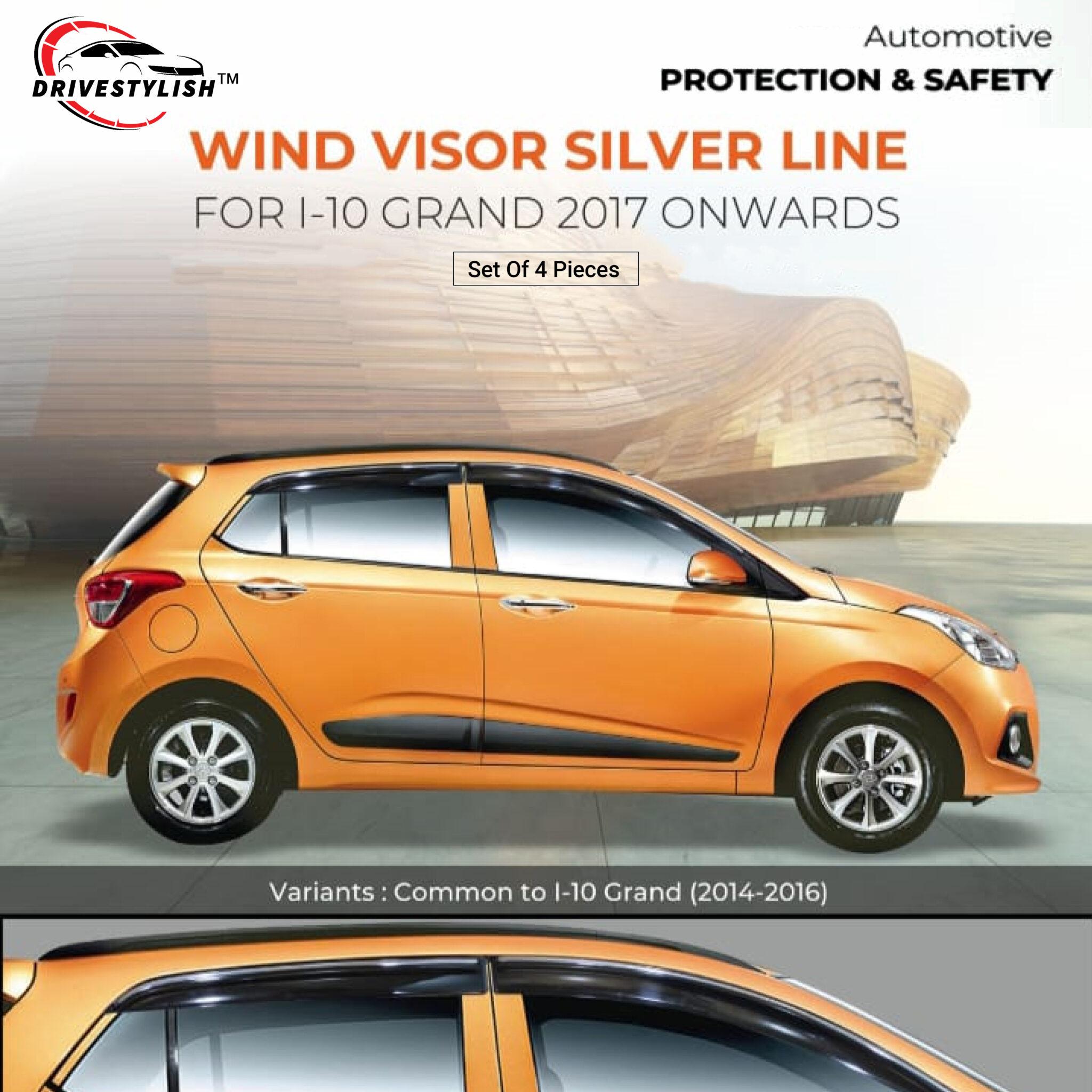 Hyundai Grand i-10 Wind Visor – Silver Line