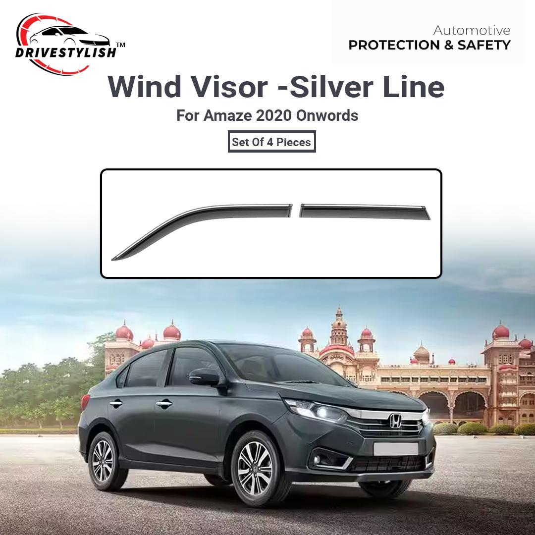 Honda Amaze 2018 and Onwards Wind Visor – Silver Line